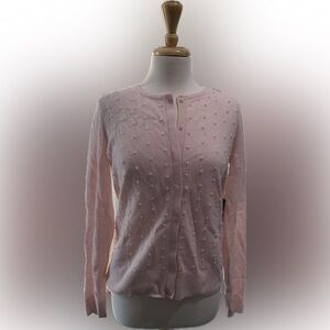 Womens ONLY MINE Pink Pearl Cashmere Cardigan Sweater Size L